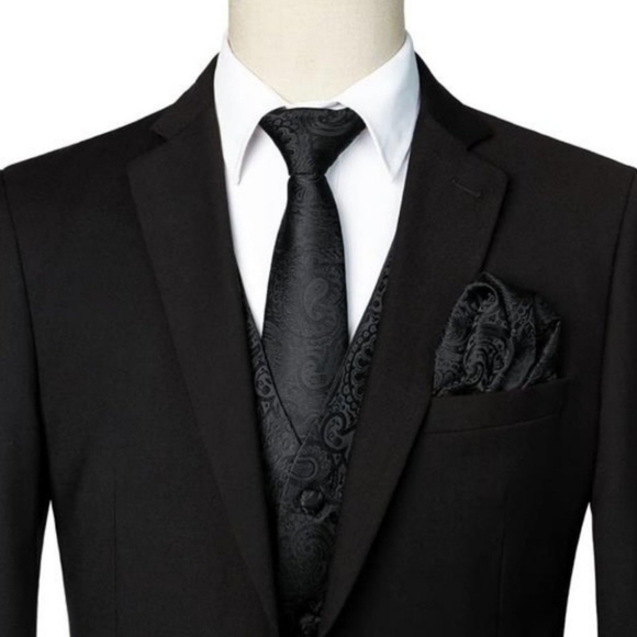 GIOBERTI Classic 4pc Jacquard Paisley Vest Set Black Size 2X - Picture 3 of 6